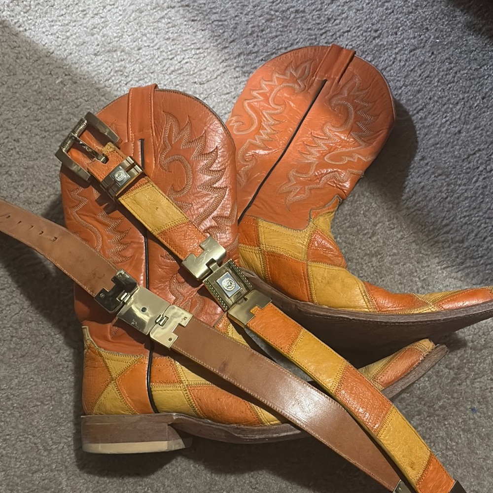 Orange and Yellow Cowboy Boots